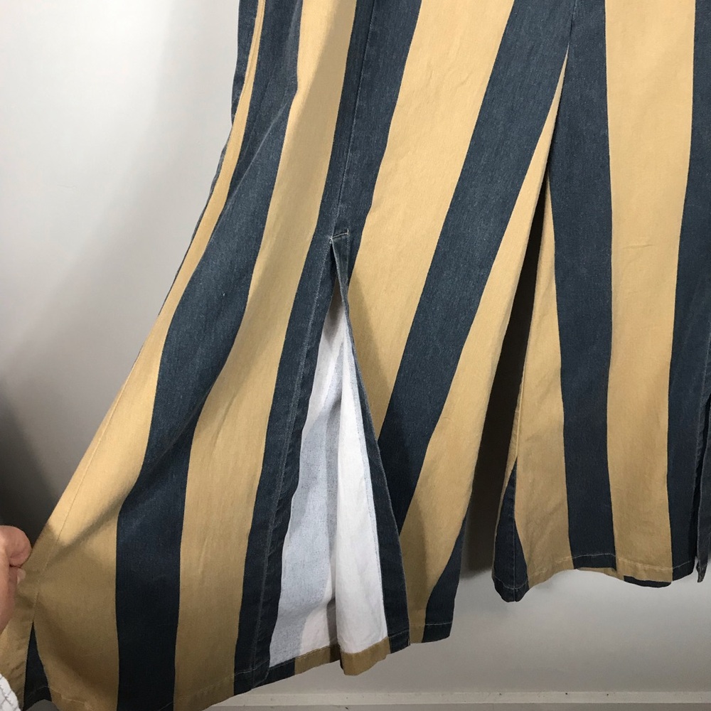 Free People Marjorie Wide-Leg Pants High Waist Tan/Black Striped Women’s size M - Picture 6 of 15